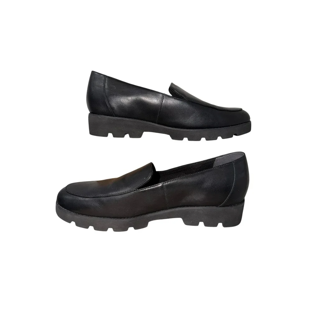Vionic Kensley Loafers Black Leather Lug Sole Comfort Shoes Women's 11 EU 42